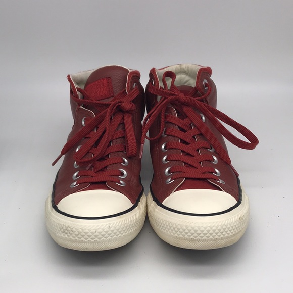Converse All Star Street Hi Terra Red Leather Sneakers Men 8 Women 10 - Picture 5 of 9